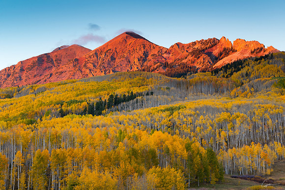 Mt. Owen, Ruby Peak and the Dyke from the Horse Ranch Park area near Crested Butte, CO