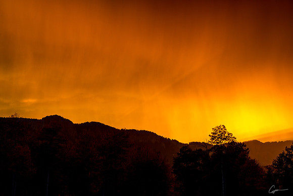 Backlit Rain at Sunset near Silver Jack Reservoir